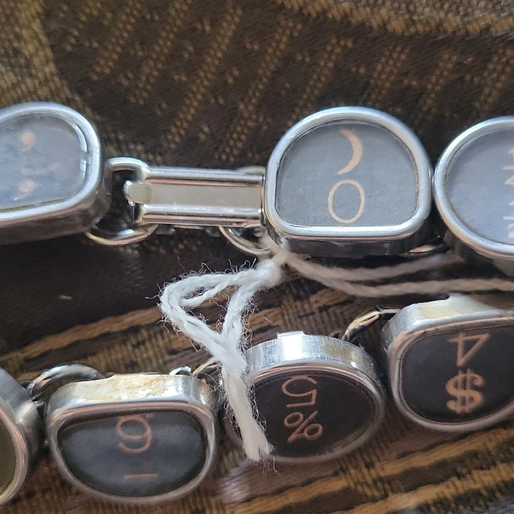 Silver and Black Typewriter Key Bracelet Hand Made Boxed Bag One Of A Kind